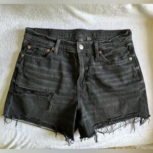 American Eagle Outfitters Black Jean Shorts Distressed Frayed Hem